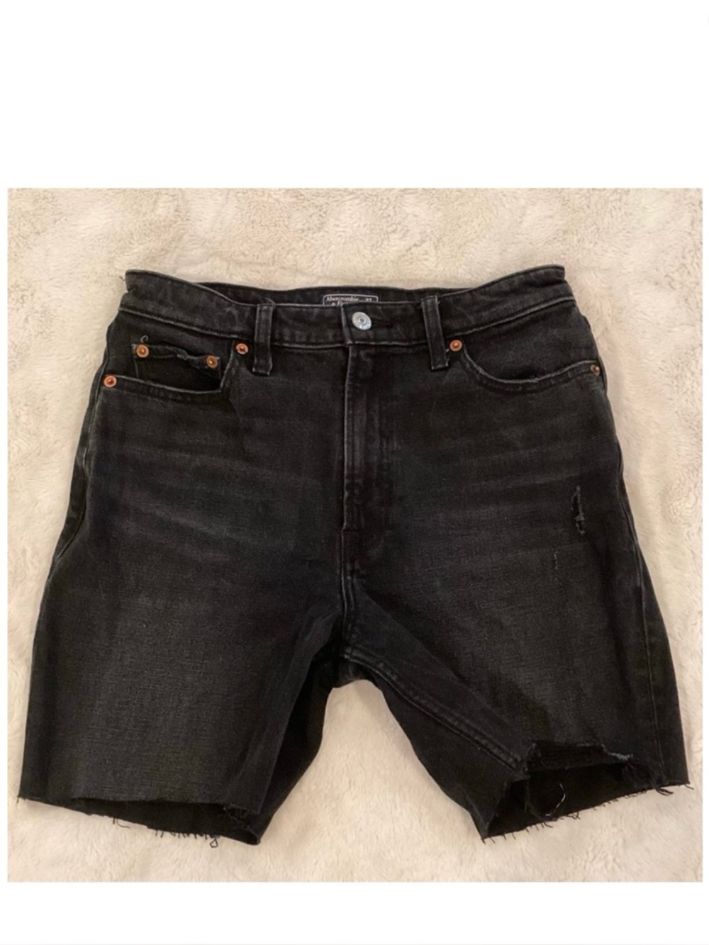 Abercrombie 4 (27) Denim Shorts Simone High Rise Slim Black Distressed Stretch